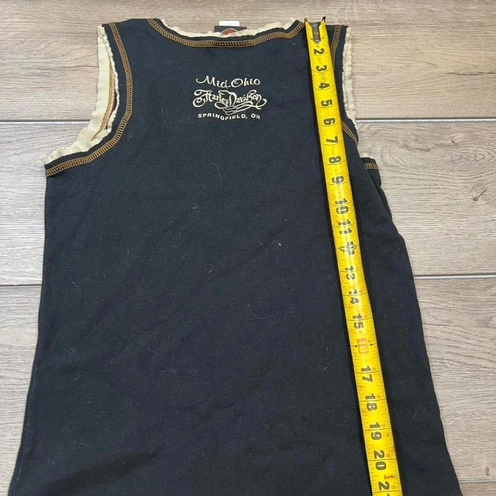 Harley Davidson Tank Top Womens L Black Distressed Eagle Graphic Mid-Ohio